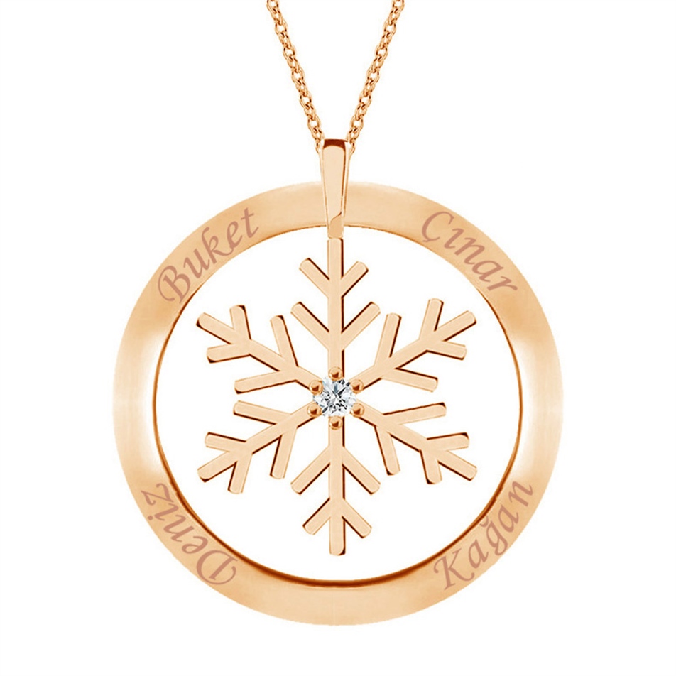 Solid Gold Name Snowflake, Frame Necklace