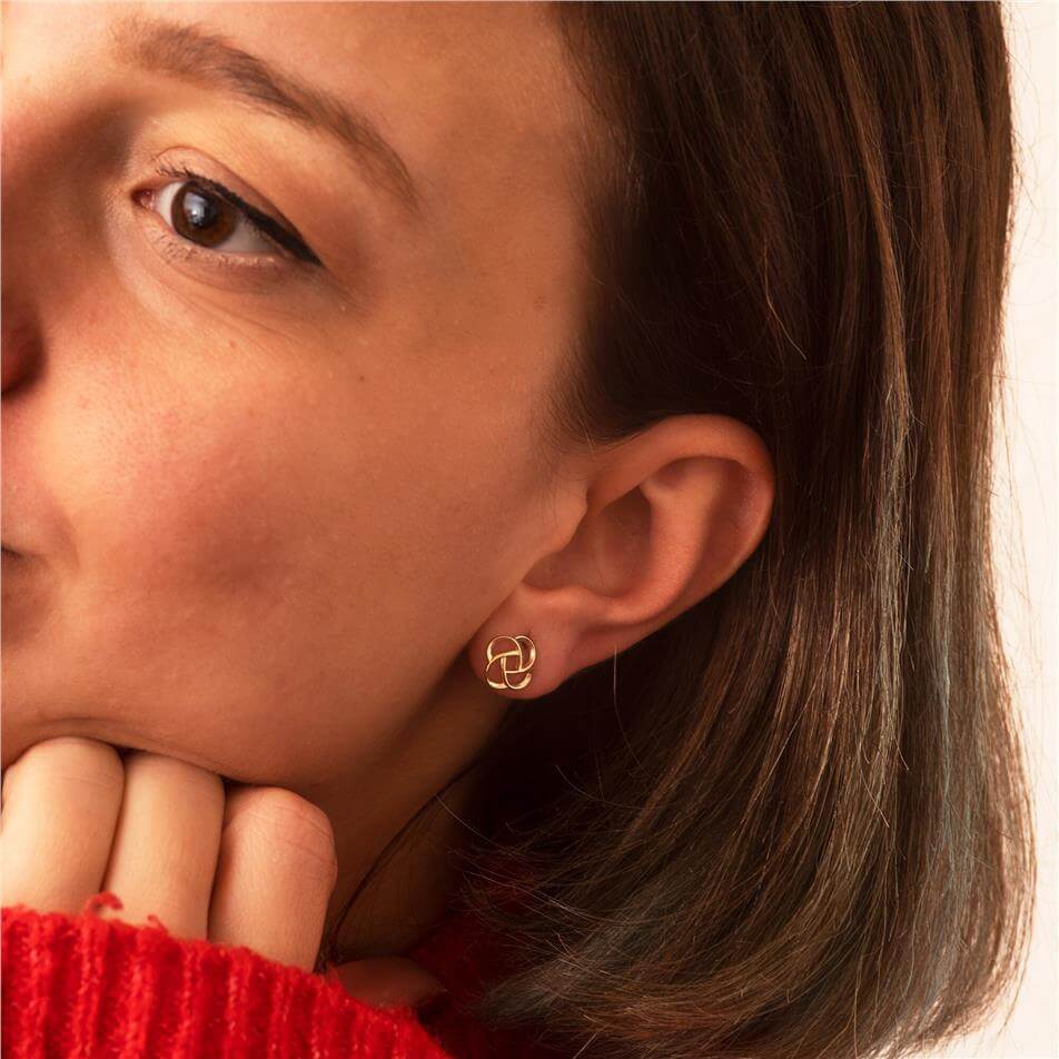 Solid Gold Celtic Knot Stud Earrings