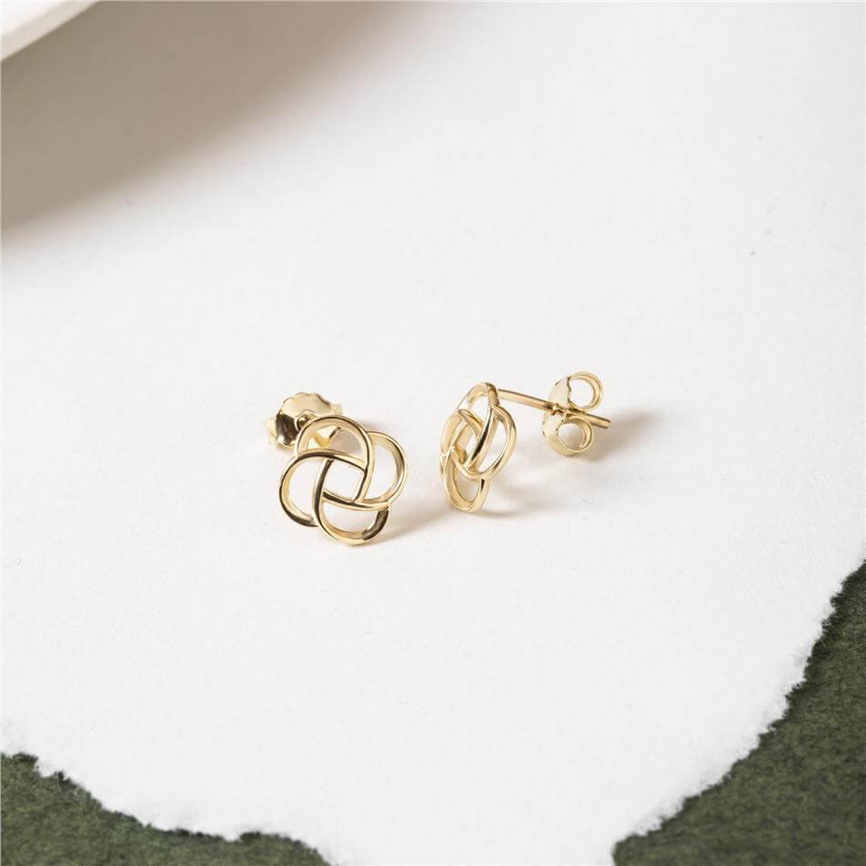 Solid Gold Celtic Knot Stud Earrings