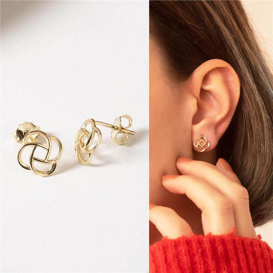 Solid Gold Celtic Knot Stud Earrings