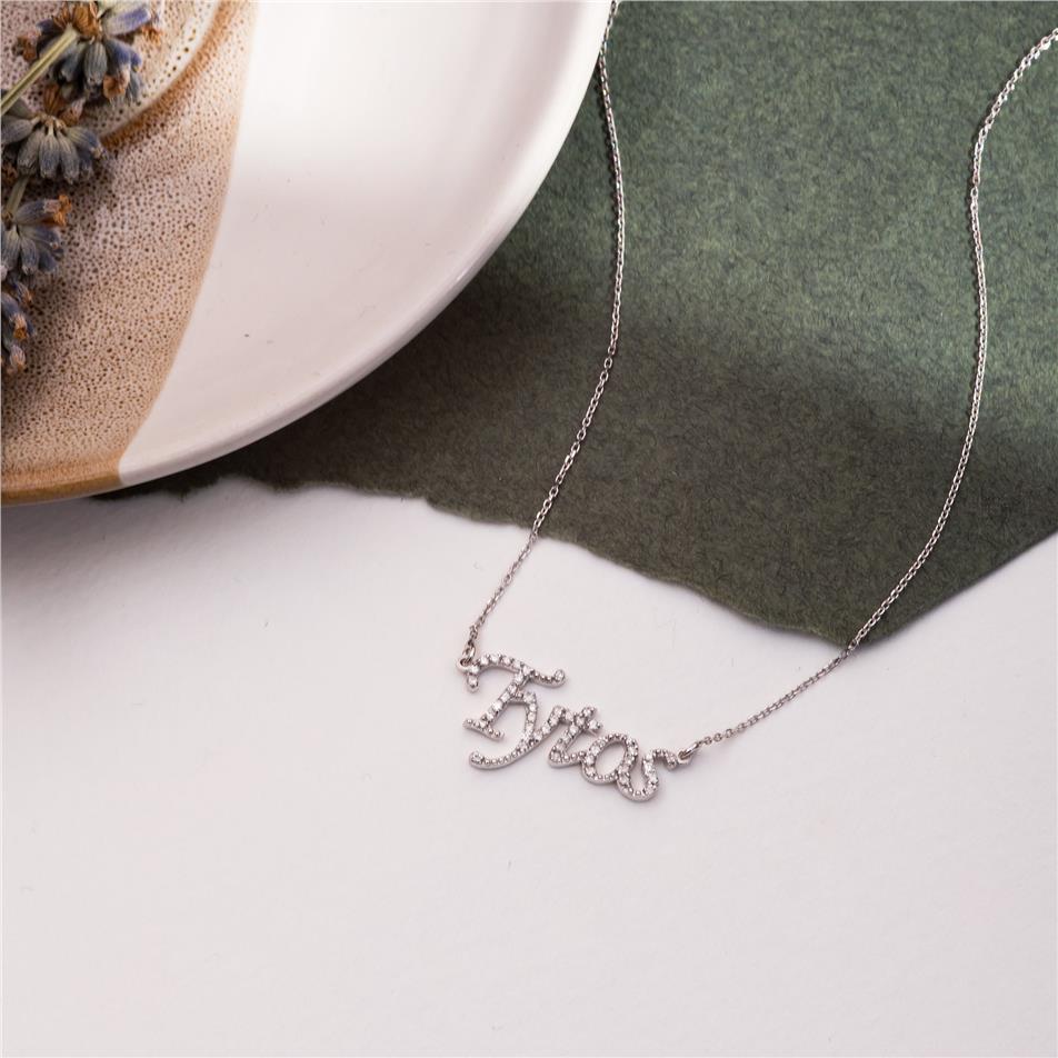 Solid Gold  Diamond Script Name Necklace