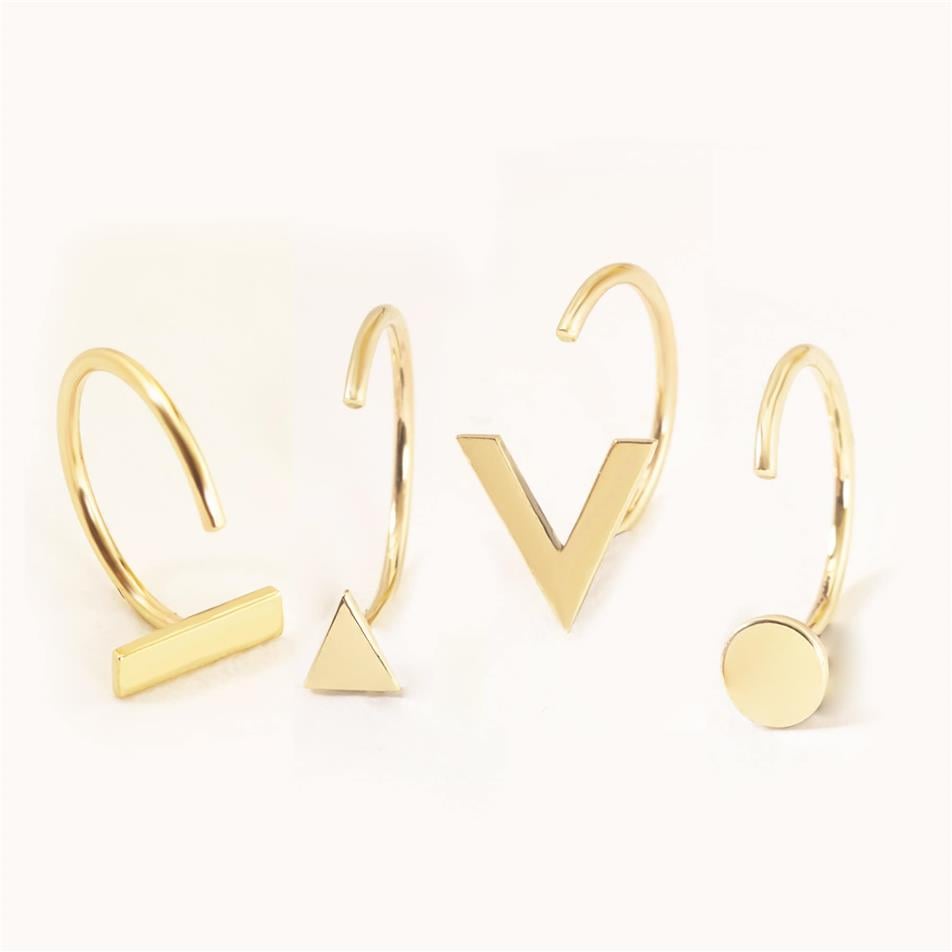 Solid Gold Geometric Tiny Hugging Earrings