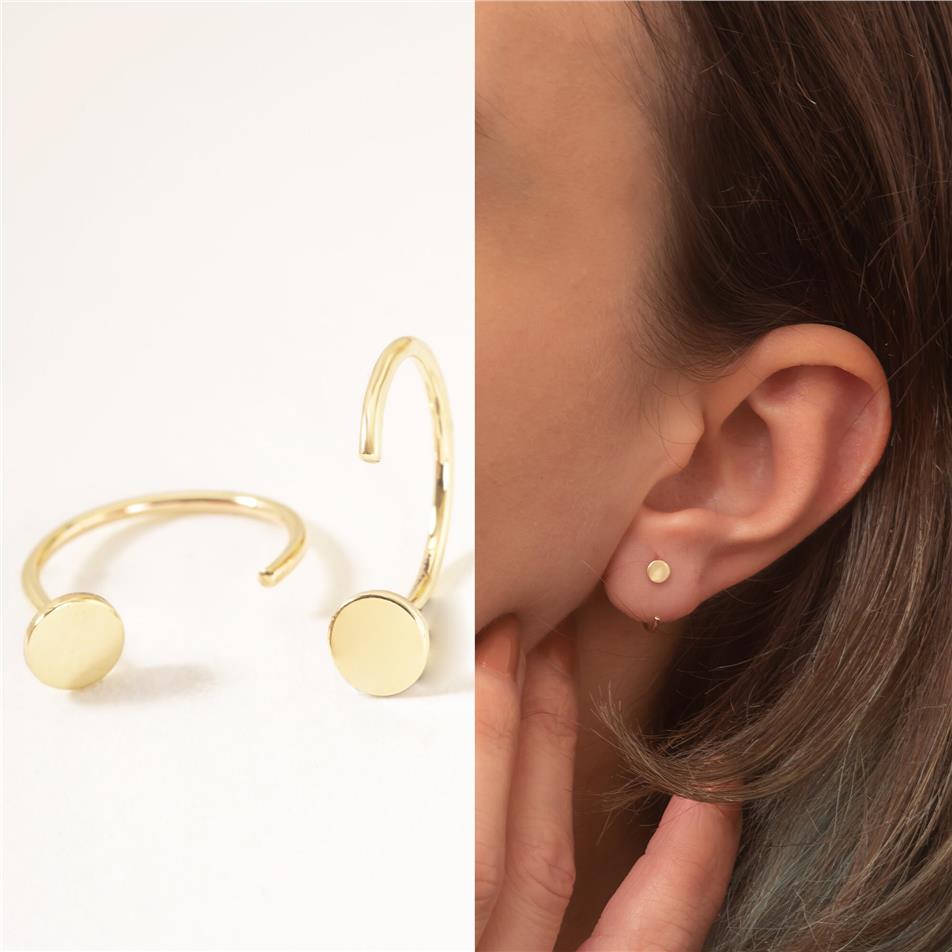 Solid Gold Geometric Tiny Hugging Earrings