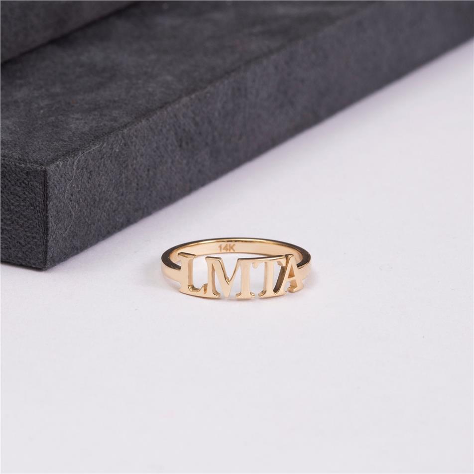 Solid Gold Uppercase Name Ring