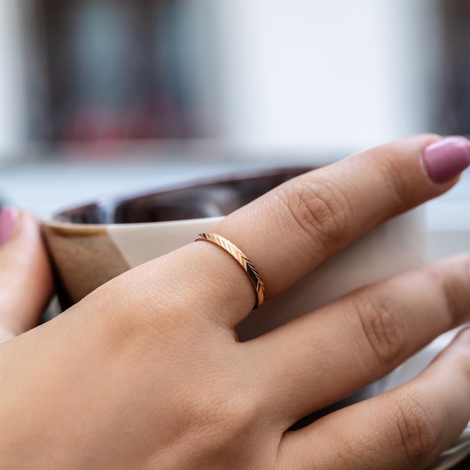 Solid Gold Herringbone Eternity Ring