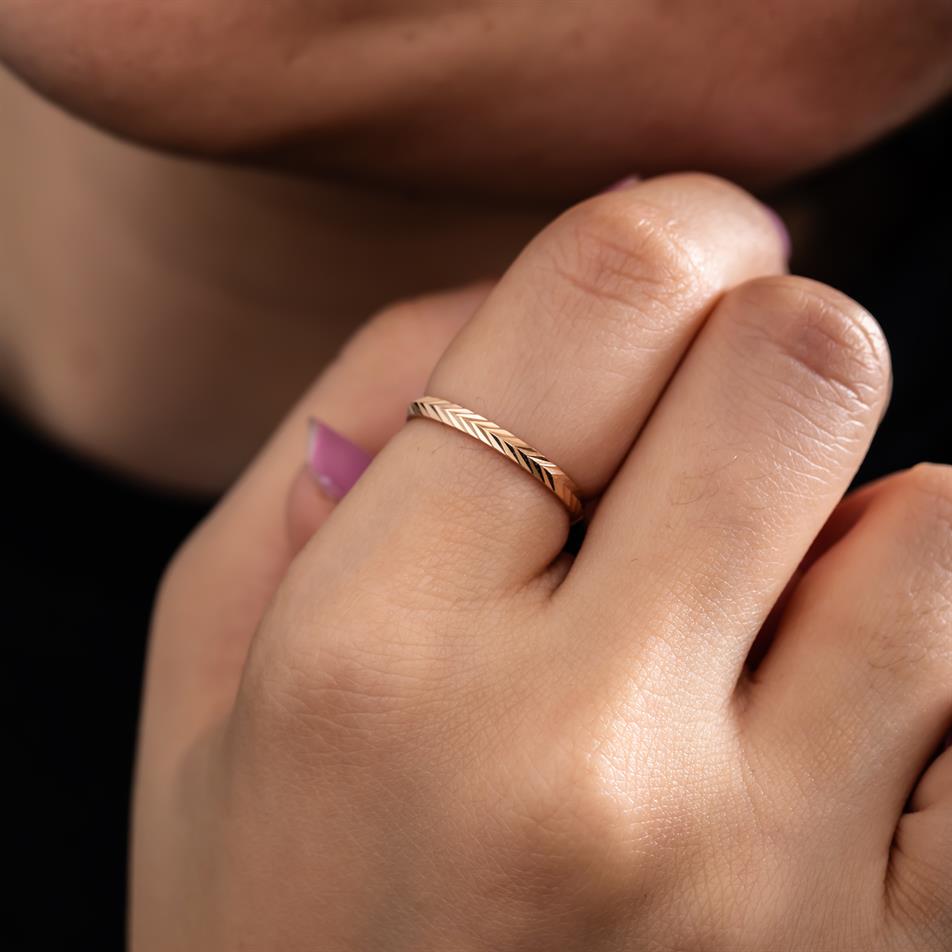 Solid Gold Herringbone Eternity Ring