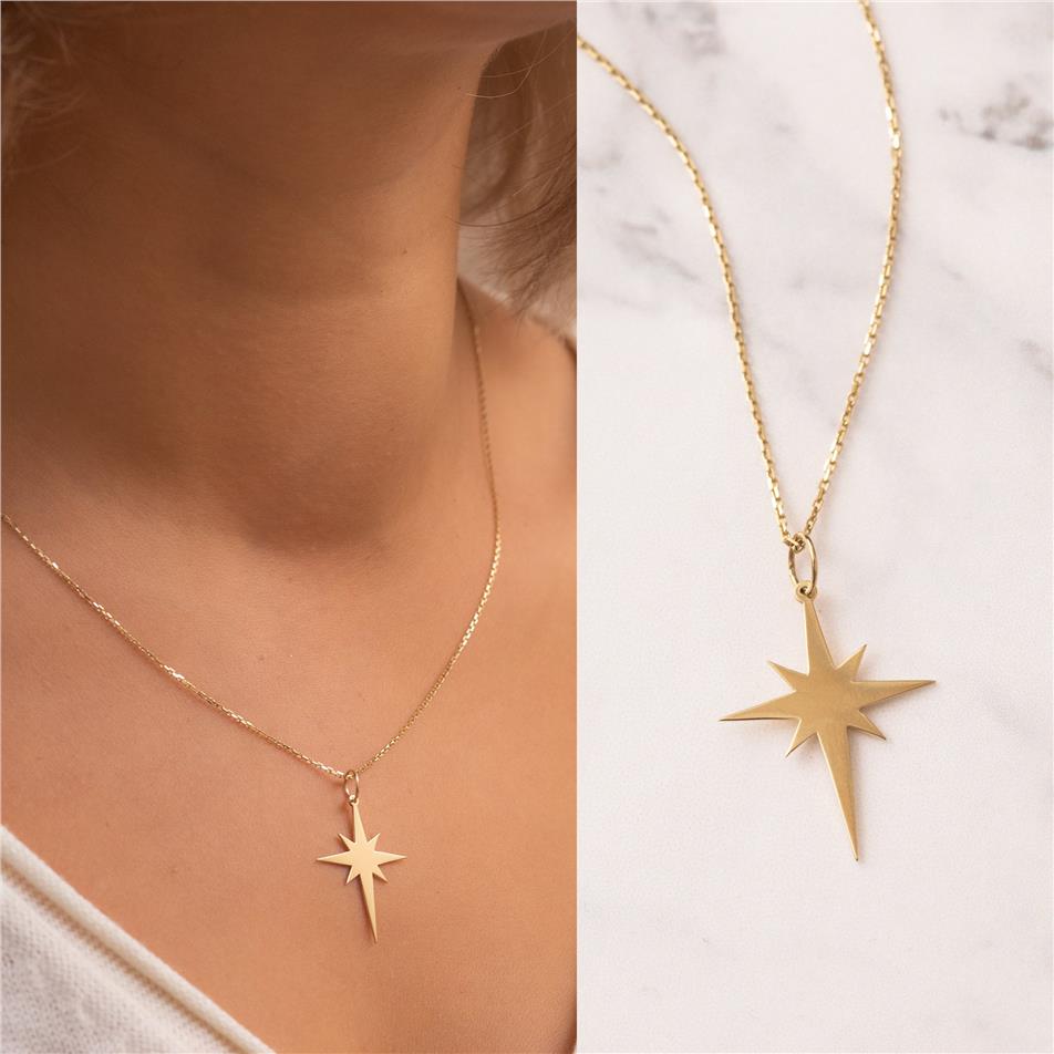 Solid Gold Northern Star Necklace