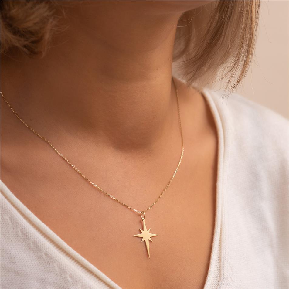 Solid Gold Northern Star Necklace