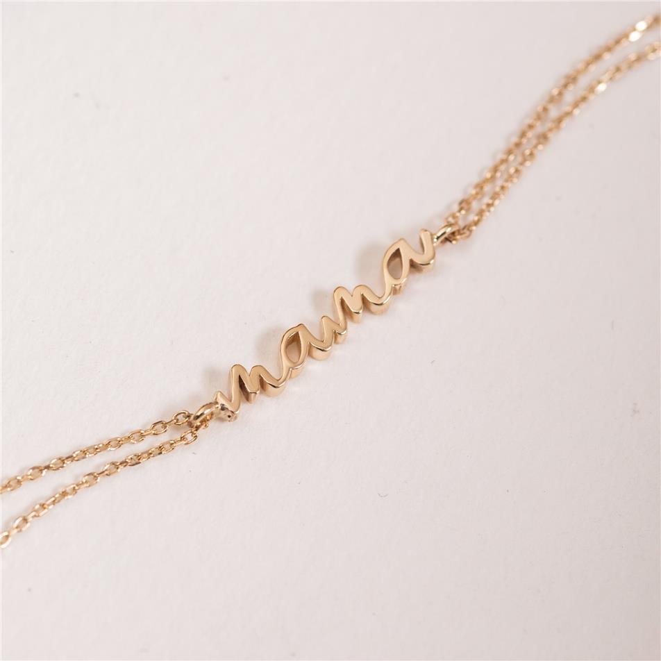 Solid Gold Script Mama Bracelet