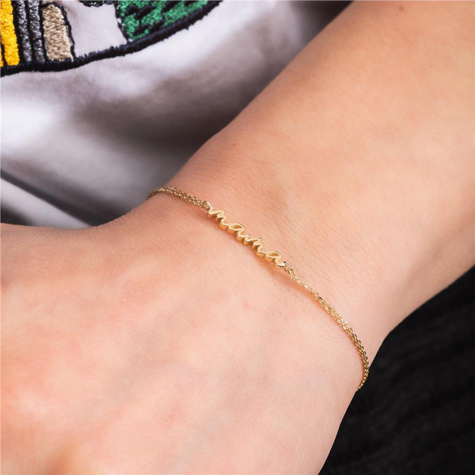 Solid Gold Script Mama Bracelet