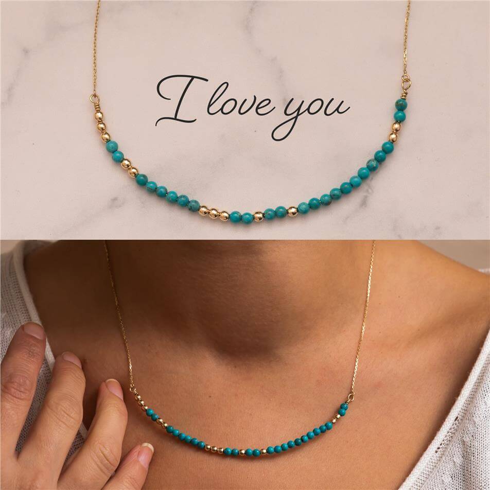 Solid Gold Morse Code Beads Bracelet