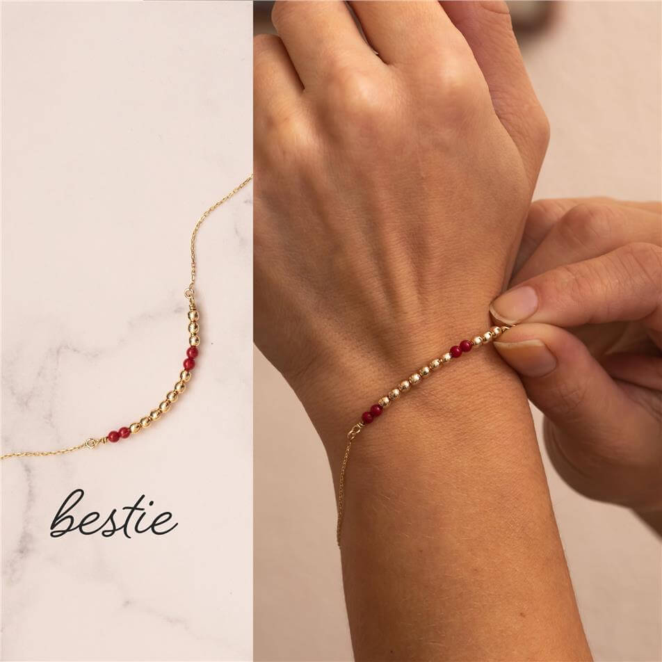 Solid Gold Morse Code Beads Bracelet