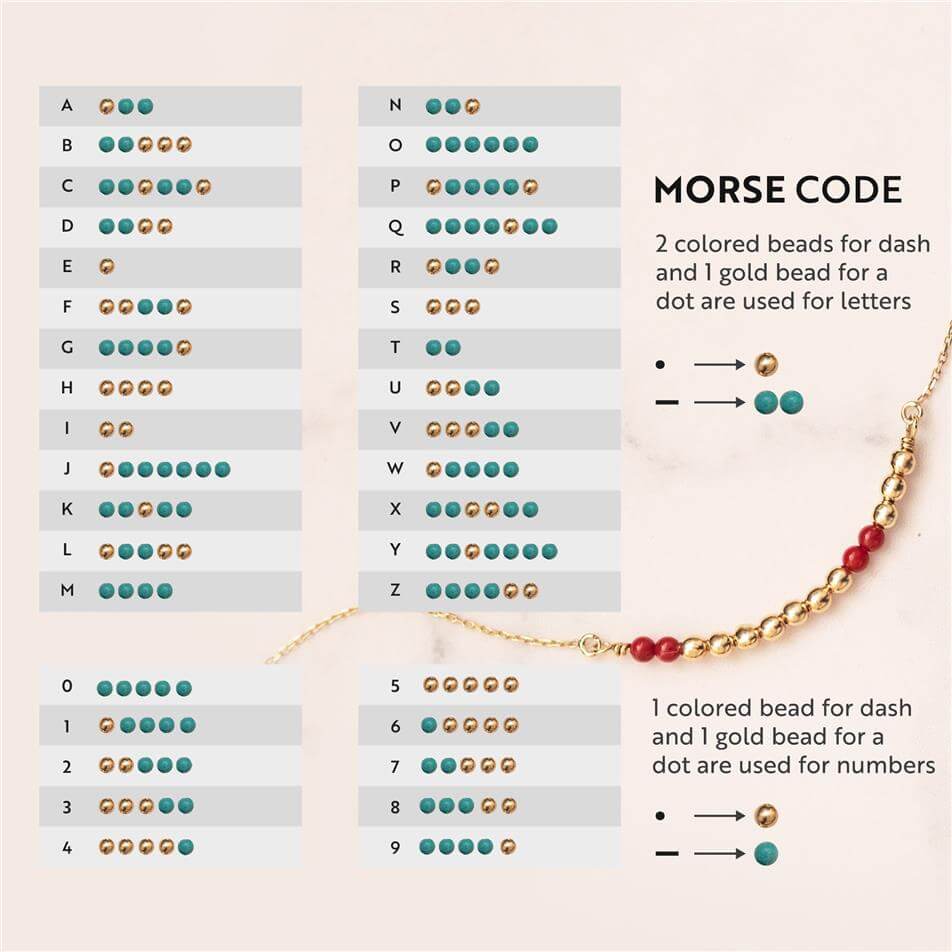 Solid Gold Morse Code Beads Bracelet