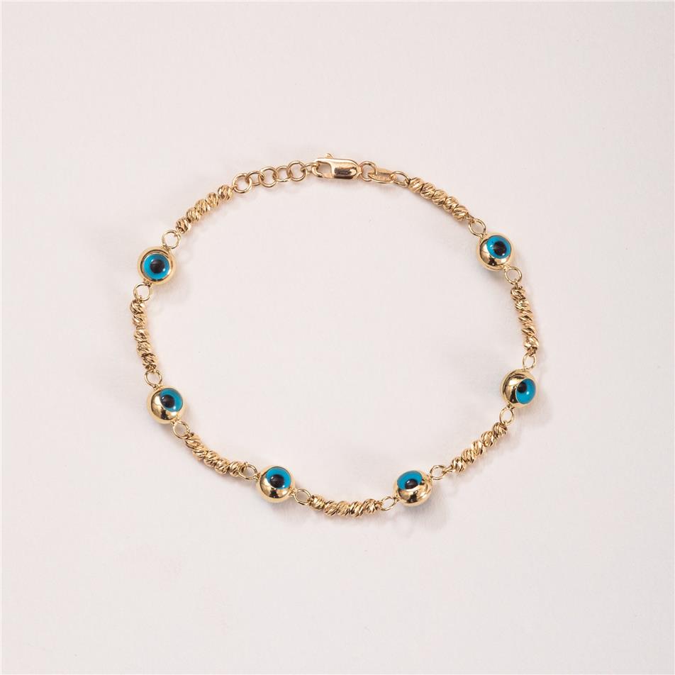 Solid Gold Evil Eye Bead Bracelet