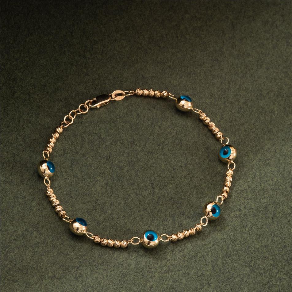 Solid Gold Evil Eye Bead Bracelet