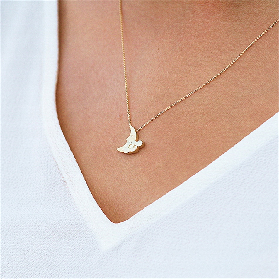 Solid Gold Moon Necklace