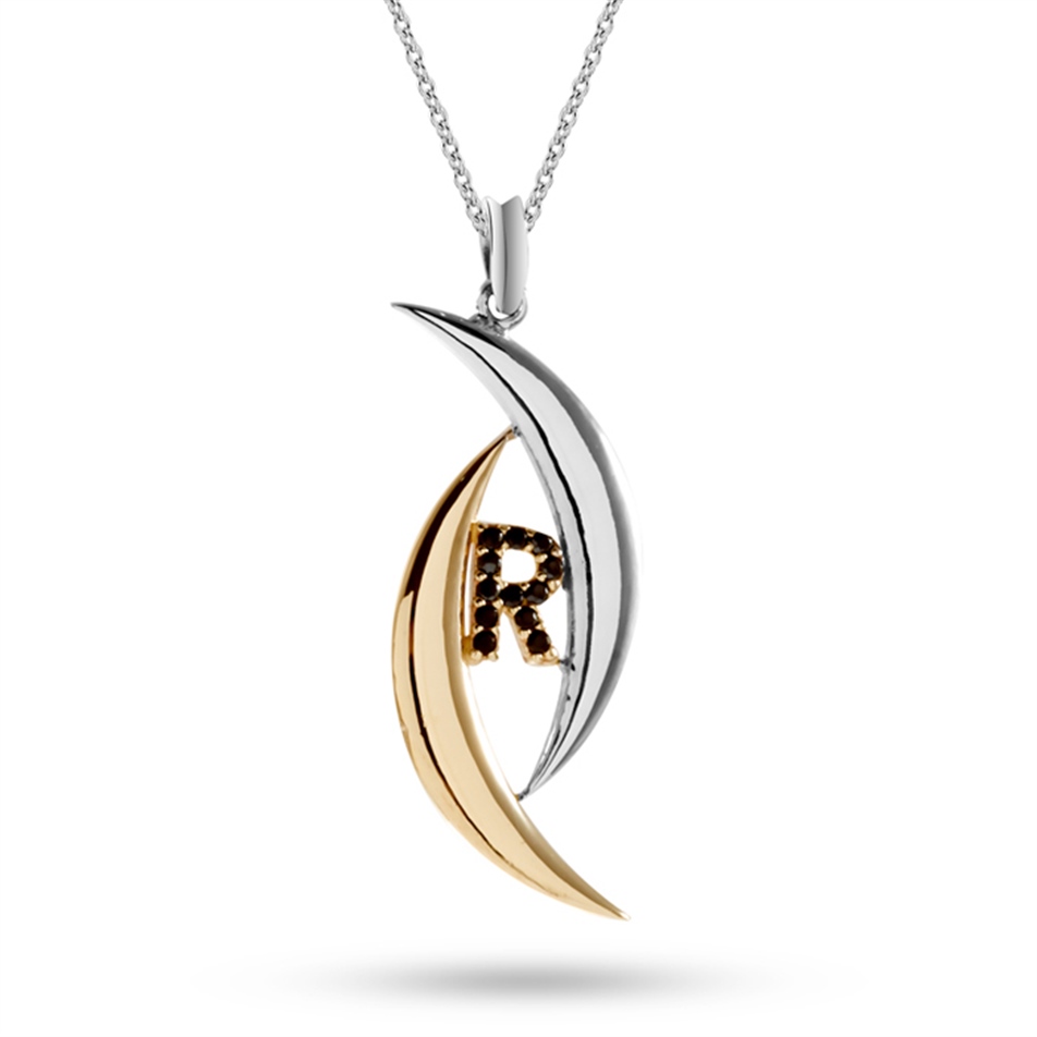 Solid Gold Letter Moon Necklace