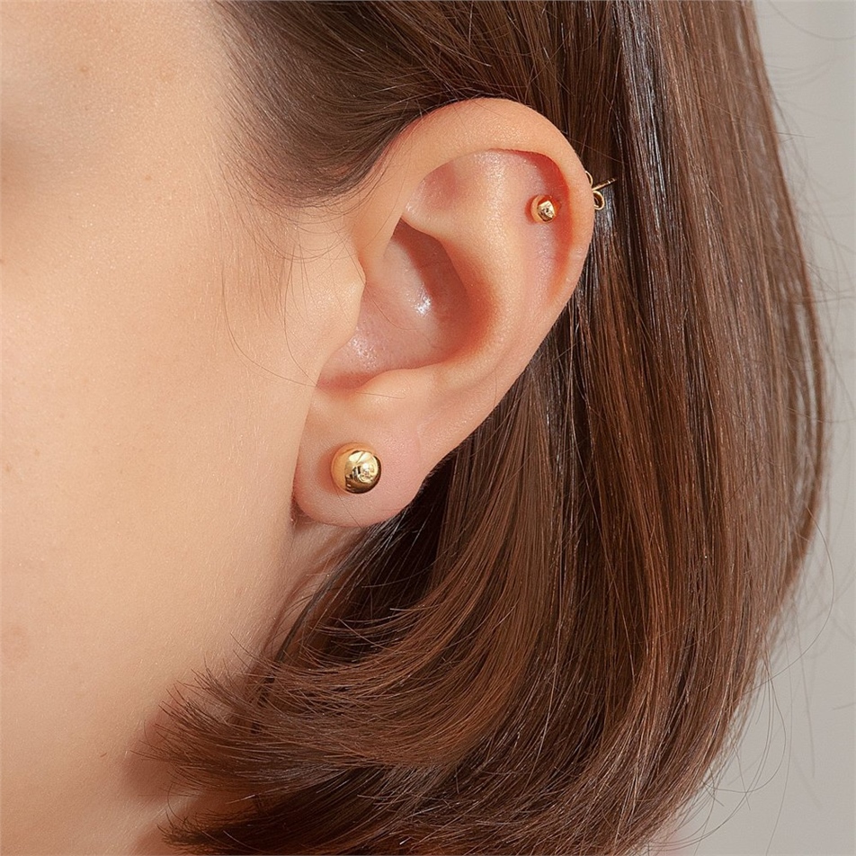 Solid Gold Ball Stud Earrings