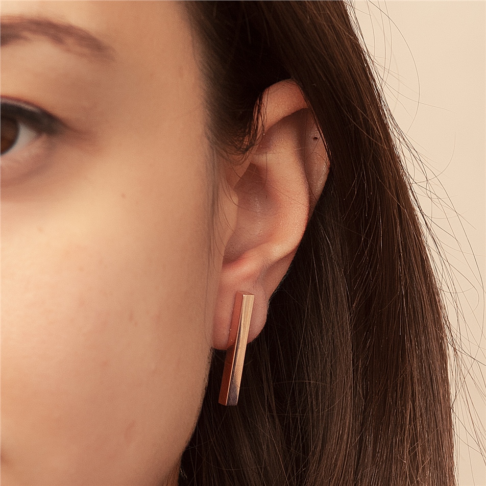 Solid Gold Bar Earring