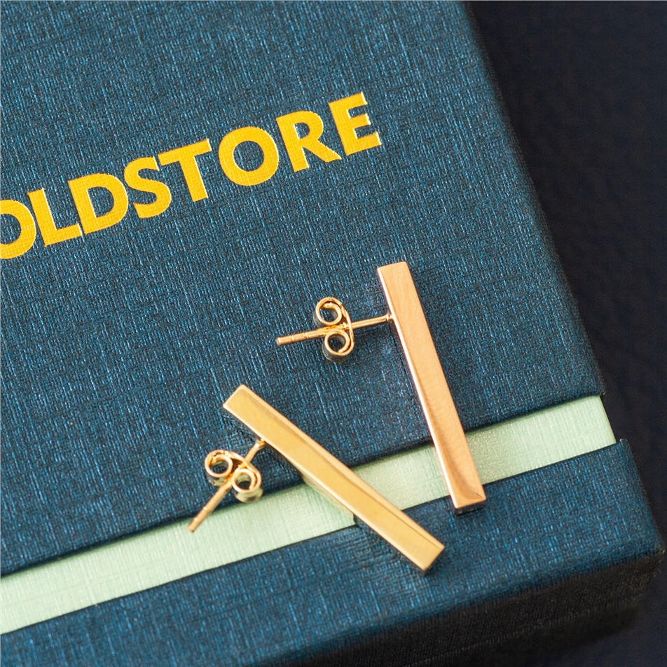 Solid Gold Bar Earring