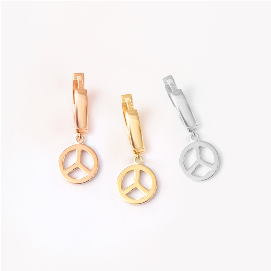Solid Gold Peace Hoop Earring