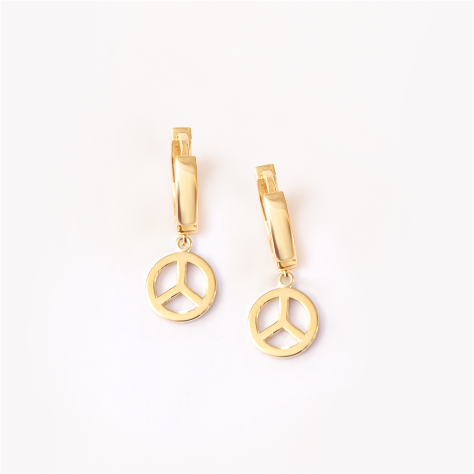 Solid Gold Peace Hoop Earring