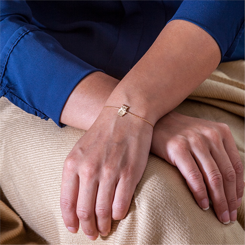 Solid Gold Owl Bracelet