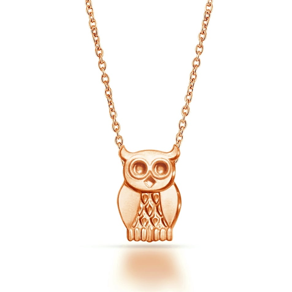 Solid Gold Owl Necklace