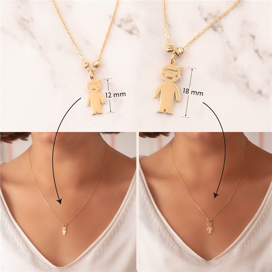 Solid Gold Boy Girl Charm Necklace