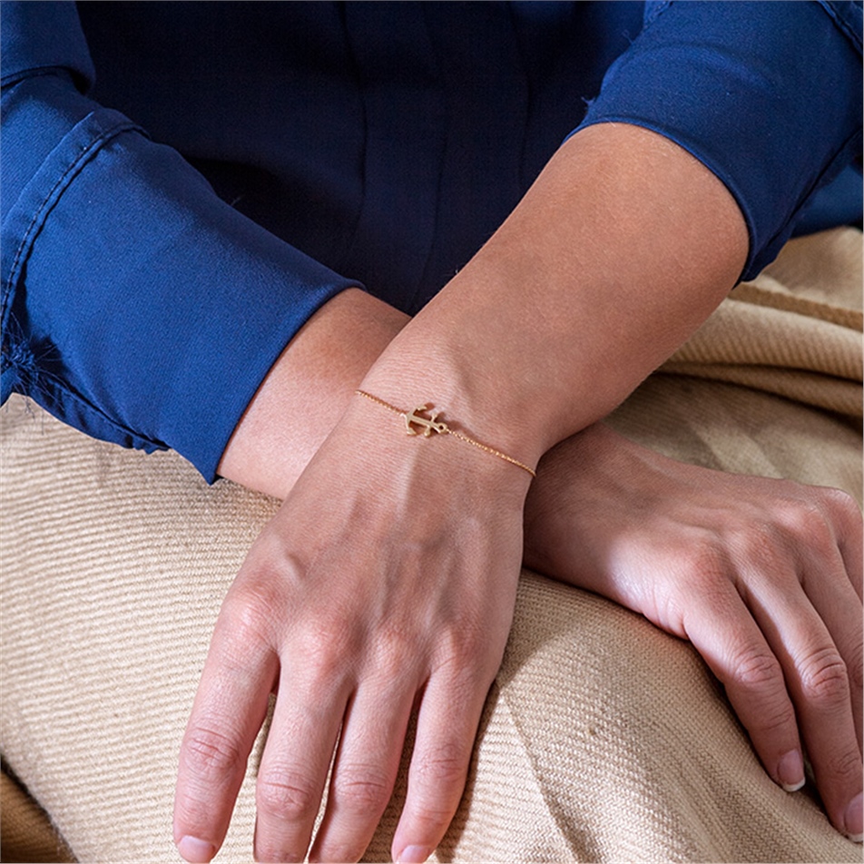 Solid Gold Anchor Bracelet