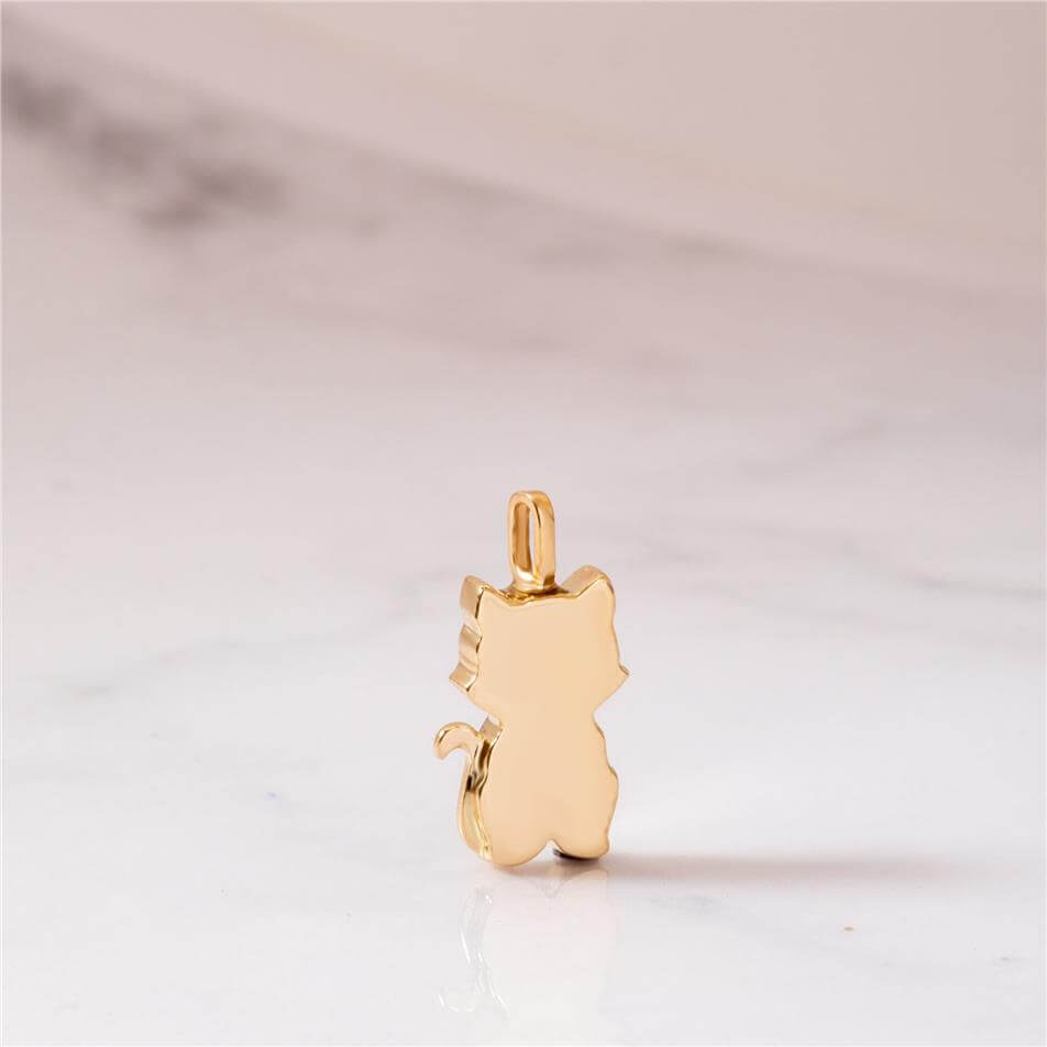 Solid Gold Cat Pet Urn Pendant
