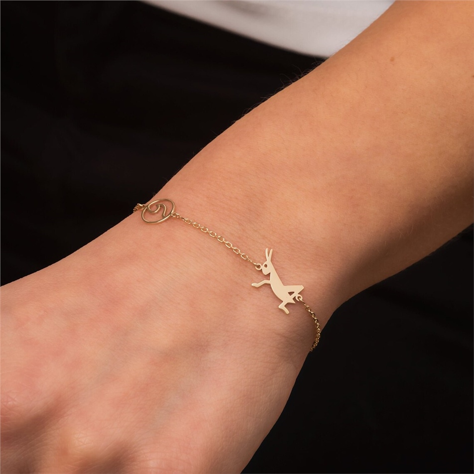 Solid Gold Grasshopper and Wave Bracelet