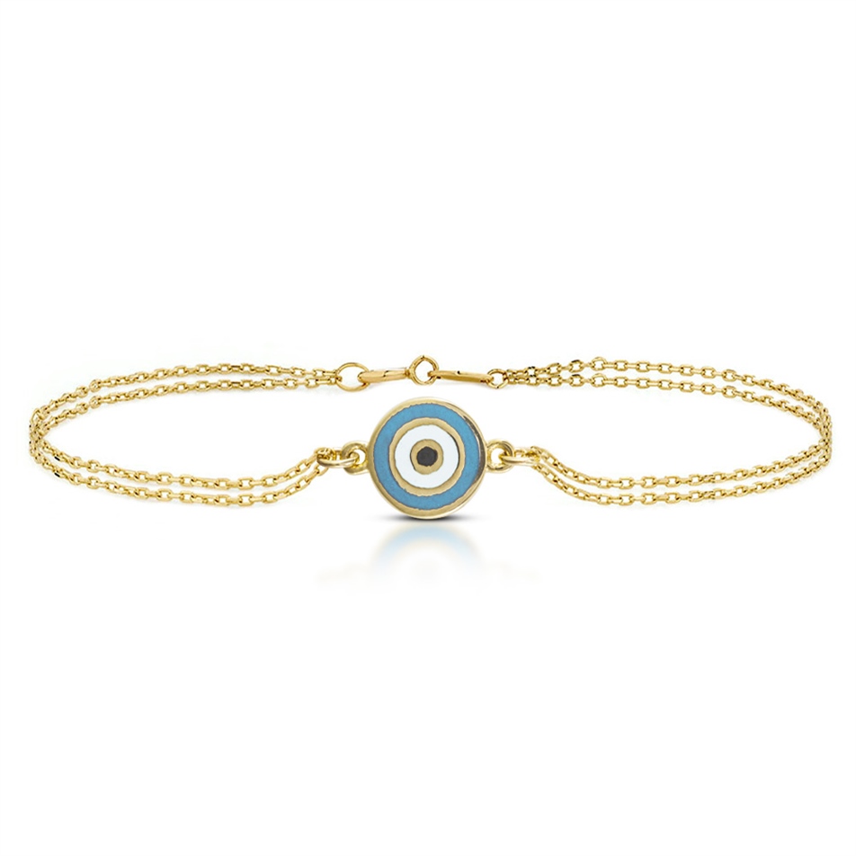Solid Gold Enamel Evil Eye Bracelet