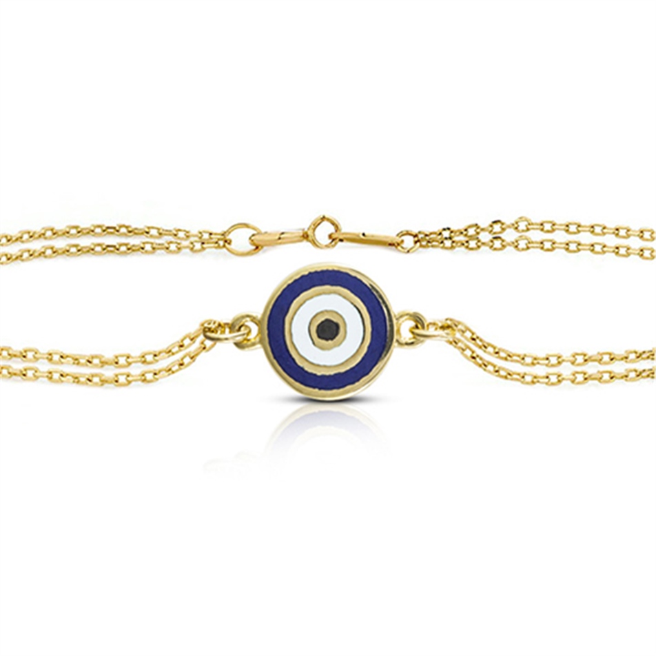 Solid Gold Enamel Evil Eye Bracelet