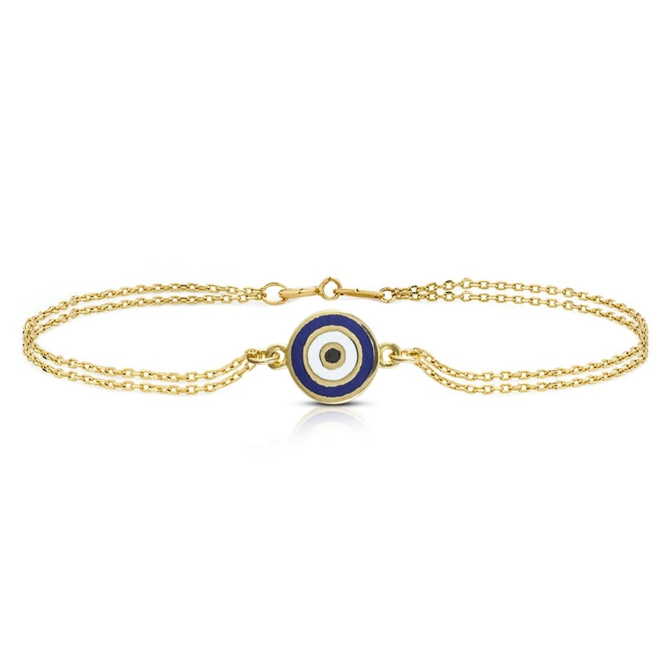 Solid Gold Enamel Evil Eye Bracelet