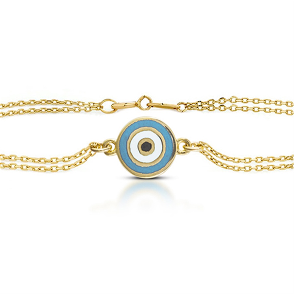 Solid Gold Enamel Evil Eye Bracelet