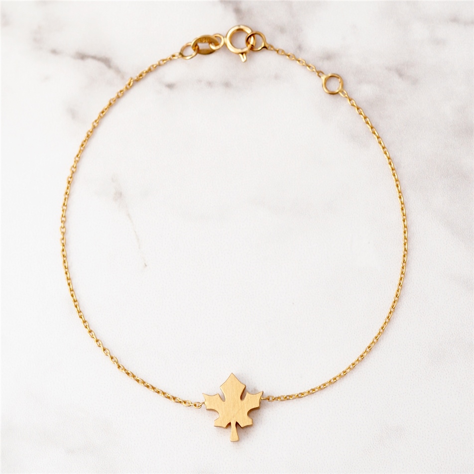 Solid Gold Leaf Bracelet