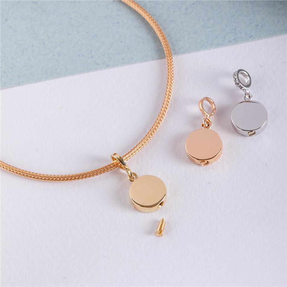 Solid Gold Circle Urn Pendant