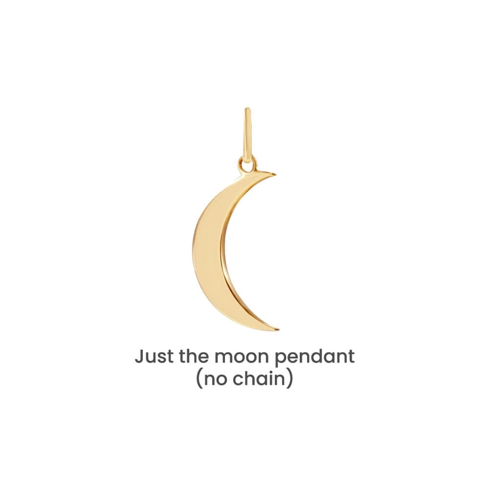 Solid Gold Crescent Moon and Star Pendant