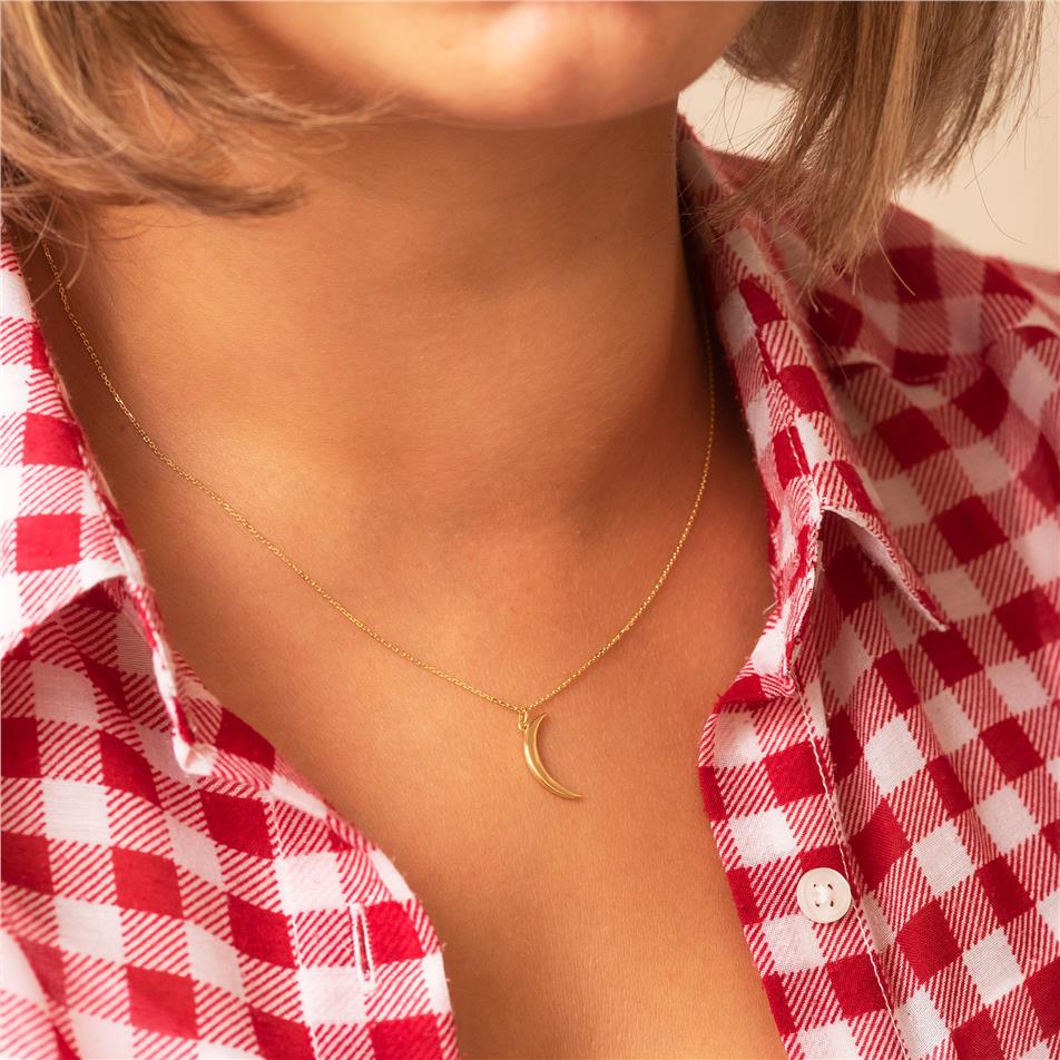 Solid Gold Moon Necklace