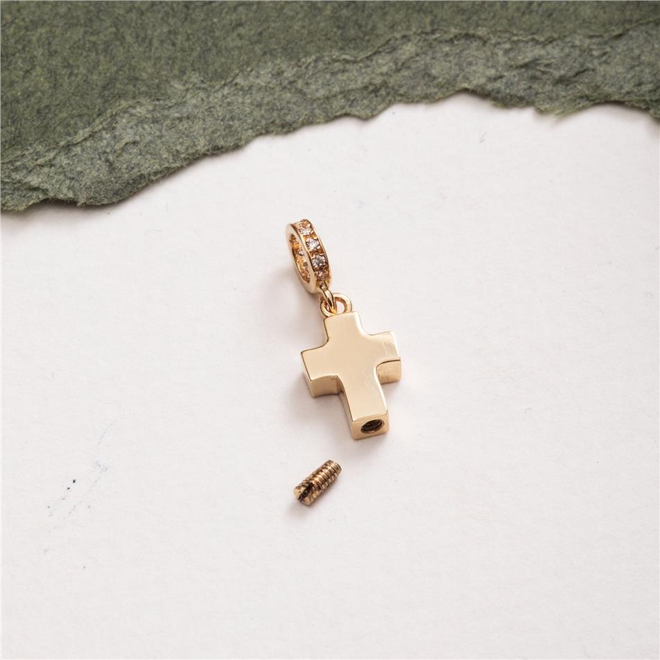 Solid Gold Cross Urn Pendant