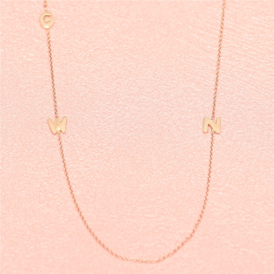 Solid Gold Dainty Initial Necklace
