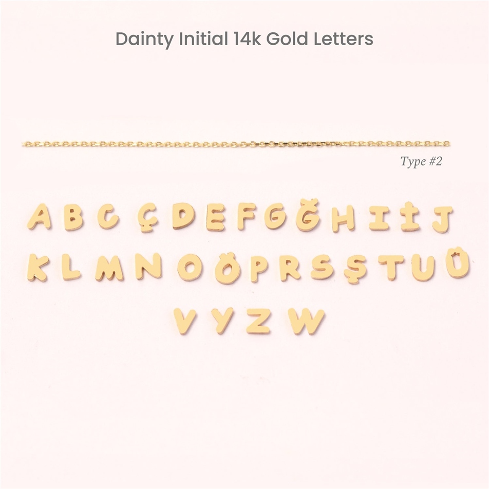 Solid Gold Dainty Initial Necklace