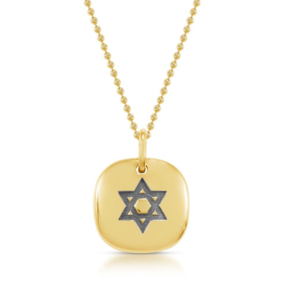 Solid Gold Star Button Necklace