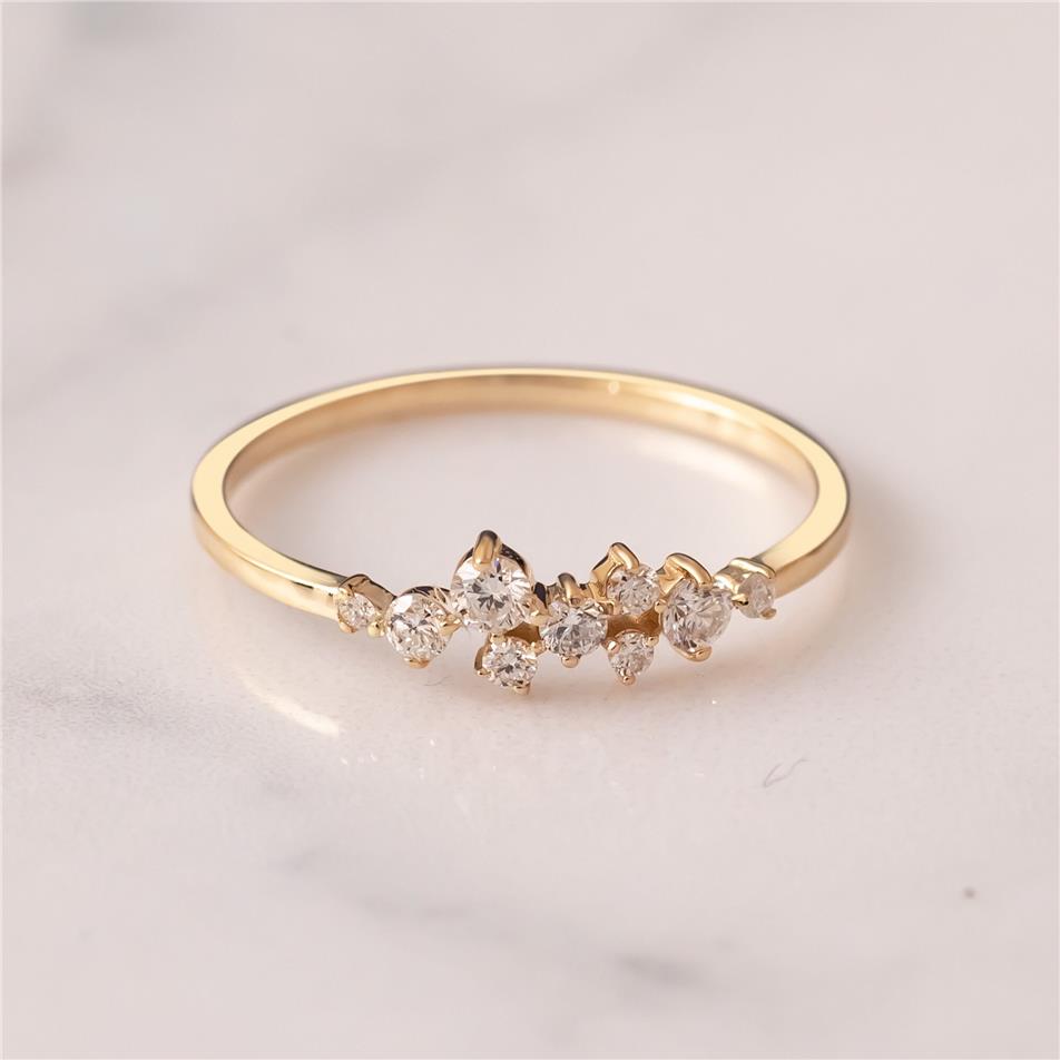 Solid Gold Diamond Cluster Ring