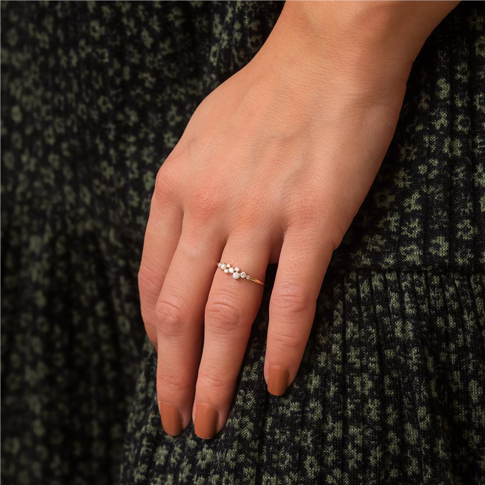 Solid Gold Diamond Cluster Ring