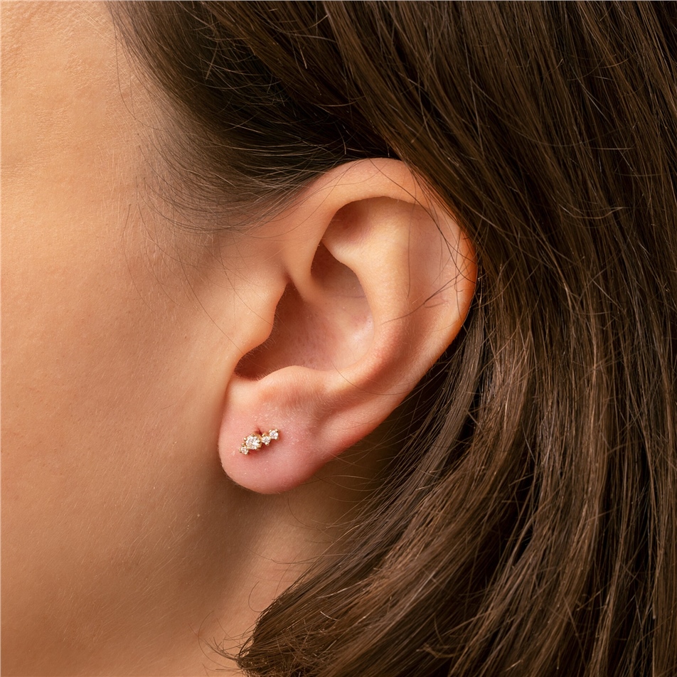 Solid Gold Diamond Cluster Stud Earrings