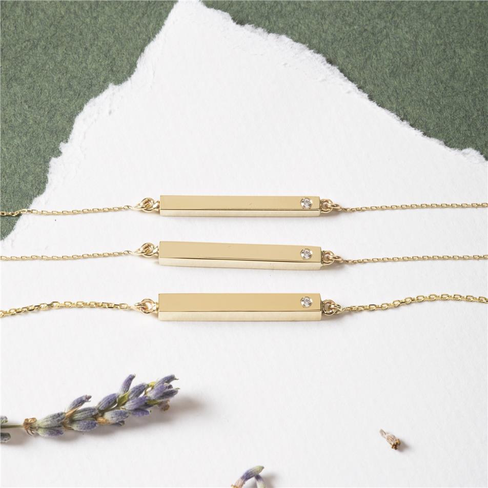 Solid Gold Urn Bar Necklace