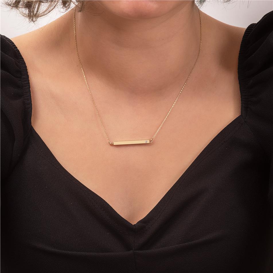 Solid Gold Urn Bar Necklace
