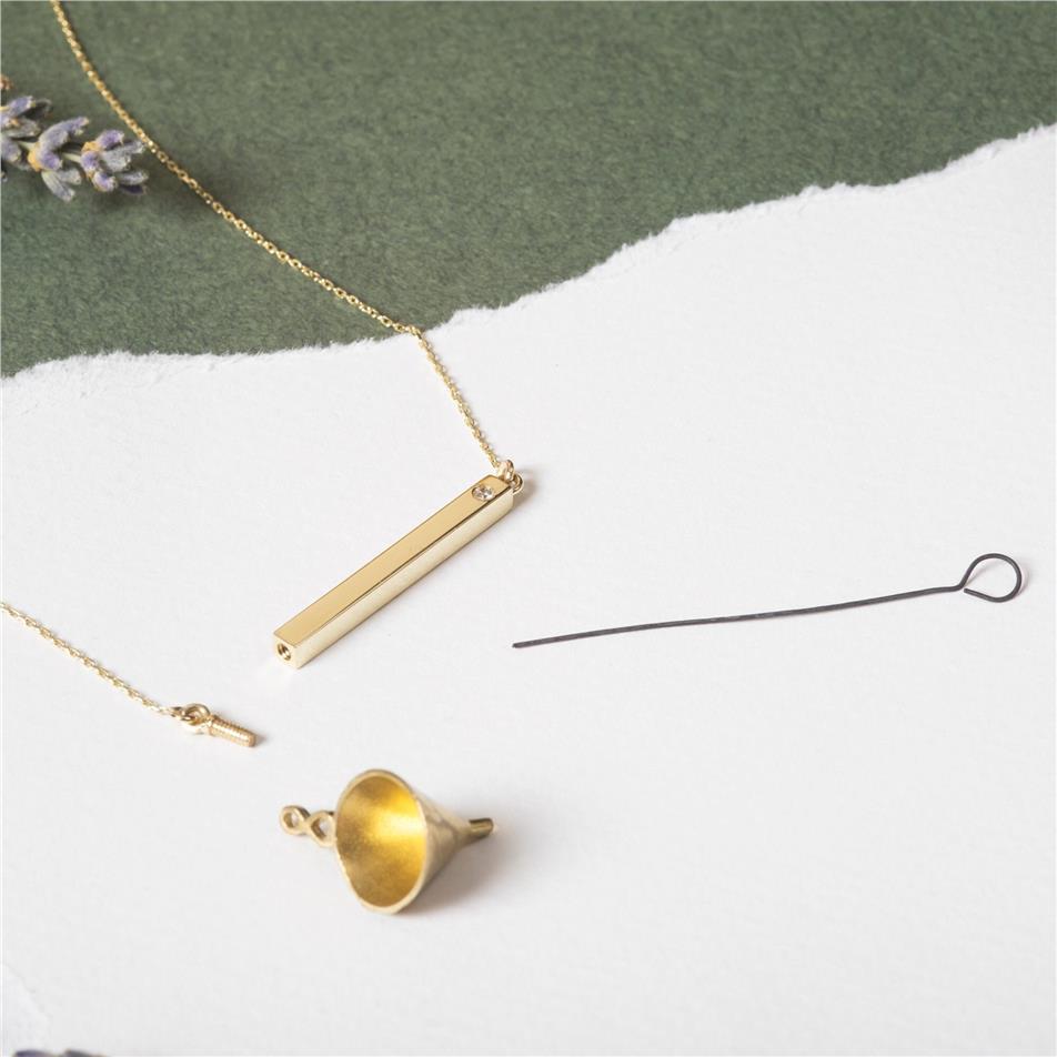 Solid Gold Urn Bar Necklace